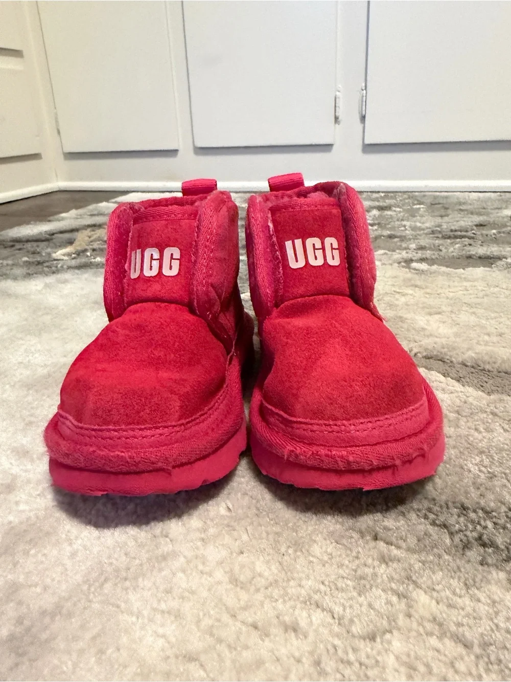UGG Kids Hot Pink Suede Booties